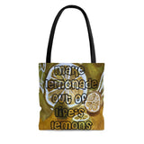 Make Lemonade Out of Life's Lemons Tote Bag, Grocery Bag, Teacher Tote, Reusable Bag, Beach Bag