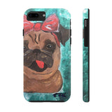 Funny Phone Case, iPhone Case, iPhone 7 Case, iPhone 8 Case, iPhone 11 of Pug with a Bow