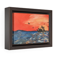 Fishing Boat at Sunset Horizontal Framed Premium Gallery Wrap Canvas