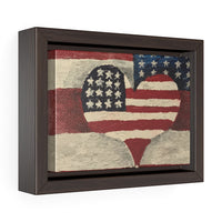 American Flag Love Horizontal Framed Premium Gallery Wrap Canvas