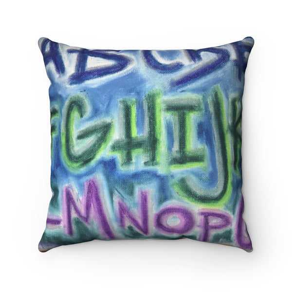 Square Pillow, Throw Pillow, Kids Pillow, Reading Pillow of ABZ by EF Kelly Design