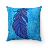 Boho Feather Faux Suede Square Pillow