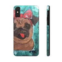 Funny Phone Case, iPhone Case, iPhone 7 Case, iPhone 8 Case, iPhone 11 of Pug with a Bow