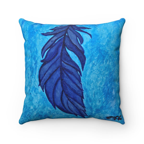 Boho Feather Faux Suede Square Pillow